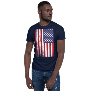 Navy / S US Flag Distressed Short-Sleeve Unisex T-Shirt by Design Express