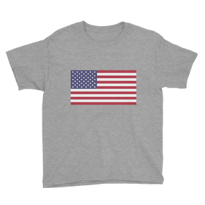 Heather Grey / XS United States Flag "Solo" Youth Short Sleeve T-Shirt by Design Express