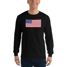 Black / S United States Flag "Solo" Long Sleeve T-Shirt by Design Express