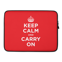 15 in Red Keep Calm and Carry On Laptop Sleeve by Design Express