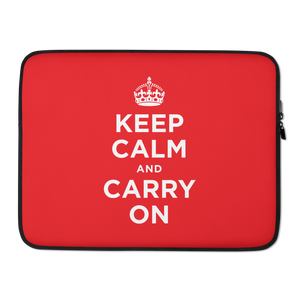 15 in Red Keep Calm and Carry On Laptop Sleeve by Design Express