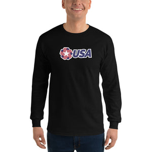 Black / S USA "Rosette" Long Sleeve T-Shirt by Design Express