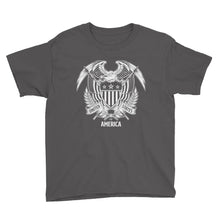 Charcoal / XS United States Of America Eagle Illustration Reverse Youth Short Sleeve T-Shirt by Design Express