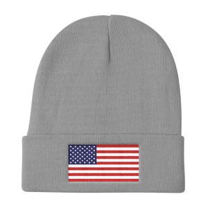 Gray United States Flag "Solo" Knit Beanie by Design Express