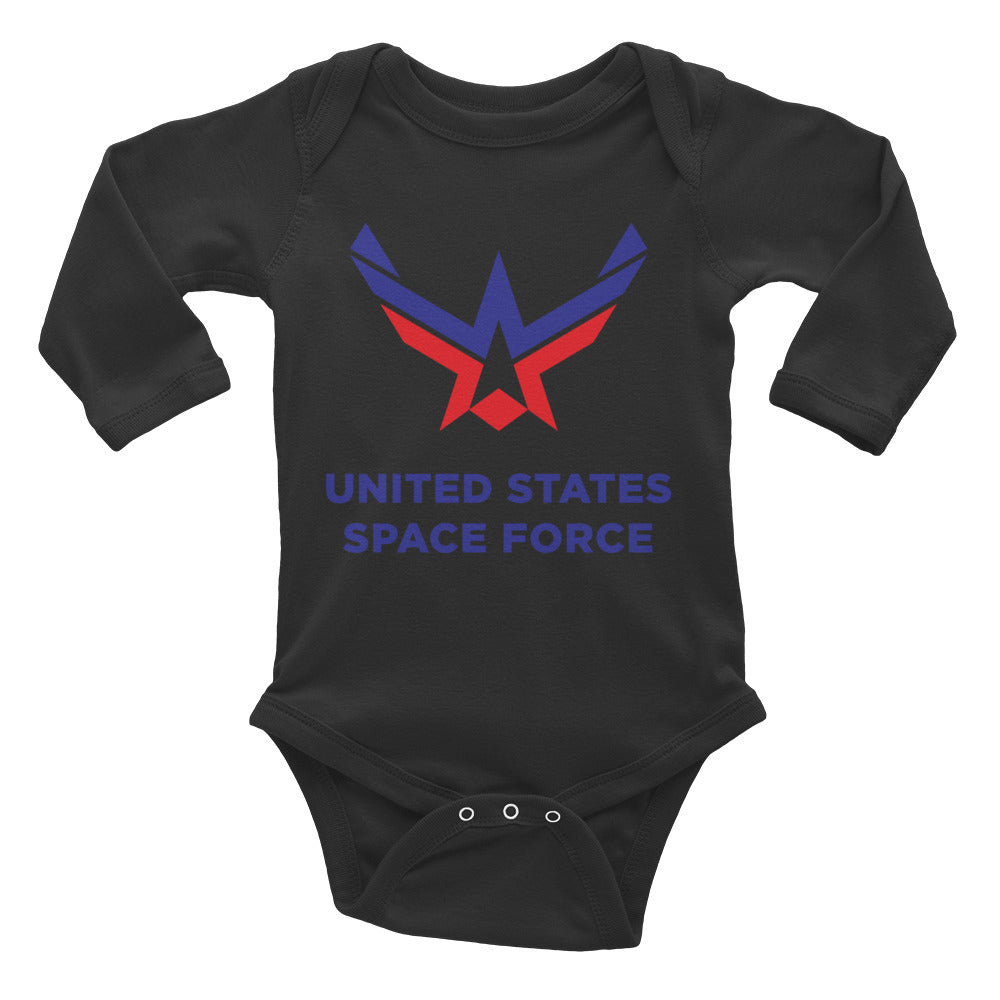 Black / 6M United States Space Force Infant Long Sleeve Bodysuit by Design Express