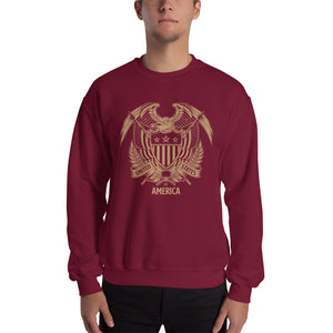 Maroon / S United States Of America Eagle Illustration Gold Reverse Sweatshirt by Design Express