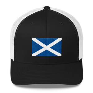Black/ White Scotland Flag "Solo" Trucker Cap by Design Express