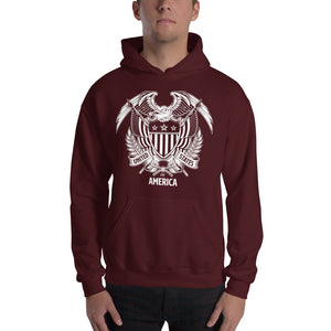 Maroon / S United States Of America Eagle Illustration Reverse Hooded Sweatshirt by Design Express