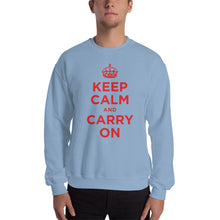 Light Blue / S Keep Calm and Carry On (Red) Unisex Sweatshirt by Design Express