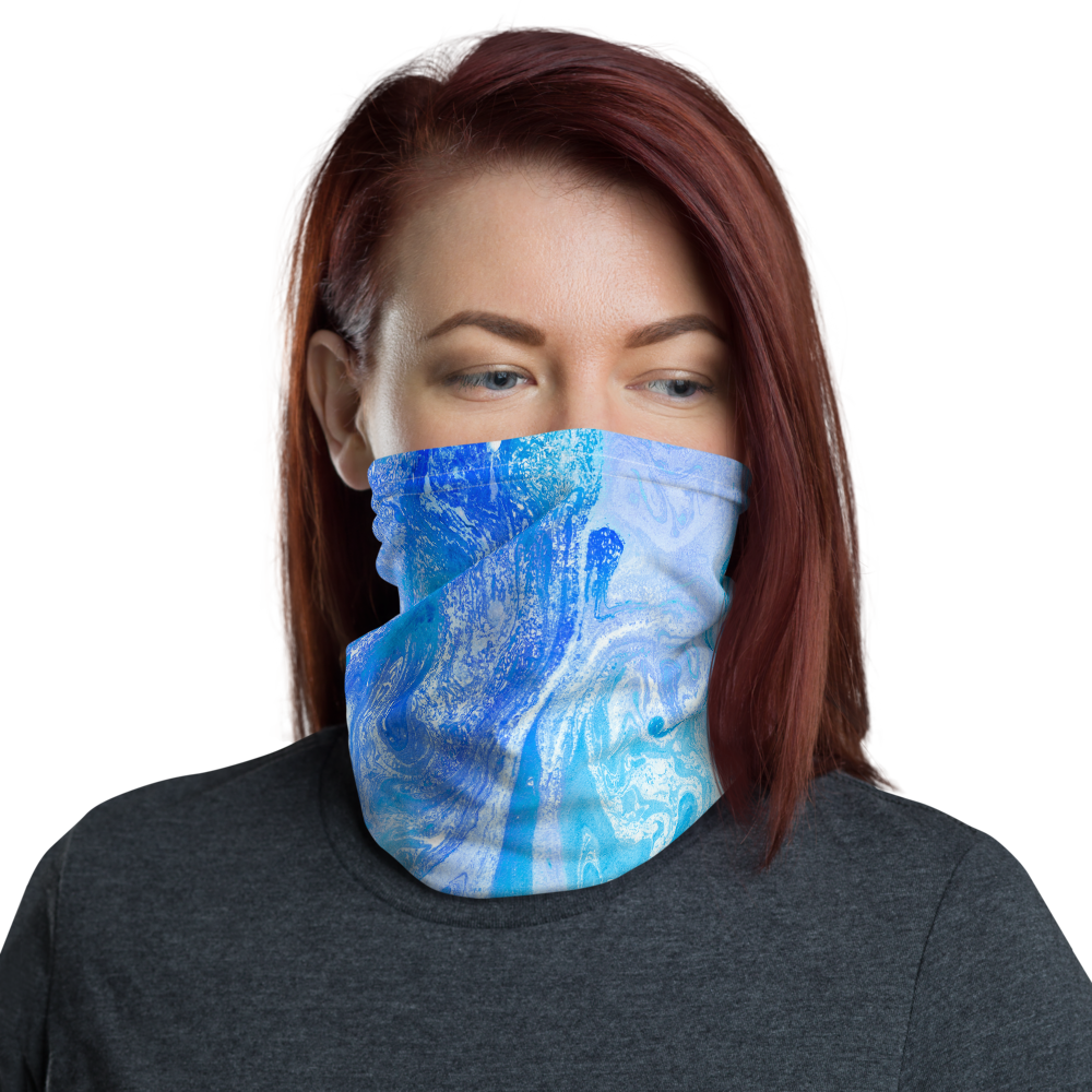 Default Title Blue Watercolor Marble Neck Gaiter Masks by Design Express