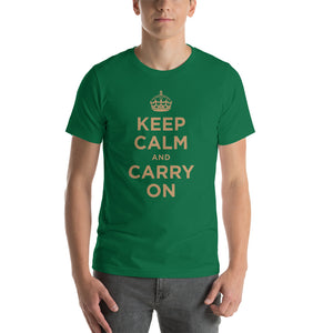 Kelly / S Keep Calm and Carry On (Gold) Short-Sleeve Unisex T-Shirt by Design Express
