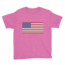 Heather Hot Pink / XS United States Flag "Solo" Youth Short Sleeve T-Shirt by Design Express