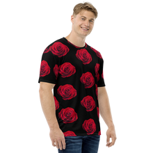 Charming Red Rose Large Pattern Men's T-shirt by Design Express