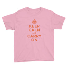 CharityPink / XS Keep Calm and Carry On (Orange) Youth Short Sleeve T-Shirt by Design Express