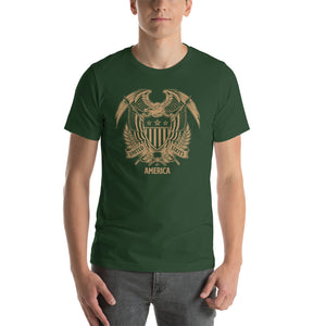 Forest / S United States Of America Eagle Illustration Gold Reverse Short-Sleeve Unisex T-Shirt by Design Express