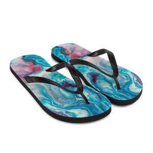 Blue Multicolor Marble Flip-Flops by Design Express