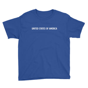 Royal Blue / XS United States Of America Eagle Illustration Reverse Backside Youth Short Sleeve T-Shirt by Design Express