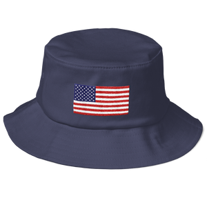 Navy United States Flag "Solo" Old School Bucket Hat by Design Express