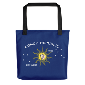 Black Key West Conch Republic Flag Allover Print Tote bag Totes by Design Express