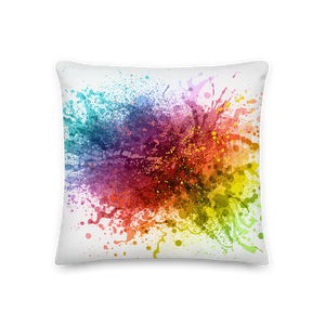 18×18 Rainbow Paint Splash Premium Pillow by Design Express