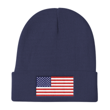 Navy United States Flag "Solo" Knit Beanie by Design Express