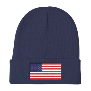 Navy United States Flag "Solo" Knit Beanie by Design Express