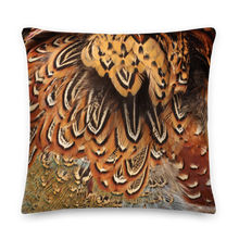 22×22 Brown Pheasant Feathers Square Premium Pillow by Design Express