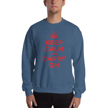 Indigo Blue / S Keep Calm and Carry On (Red) Unisex Sweatshirt by Design Express