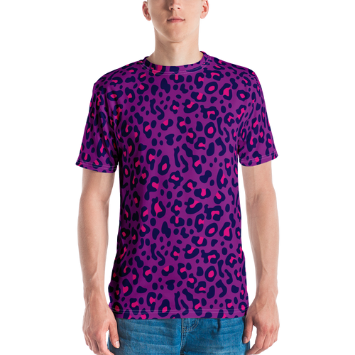 XS Purple Leopard Print Men's T-shirt by Design Express