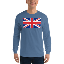 Indigo Blue / S United Kingdom Flag "Solo" Long Sleeve T-Shirt by Design Express