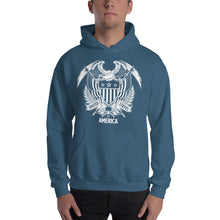 Indigo Blue / S United States Of America Eagle Illustration Reverse Hooded Sweatshirt by Design Express