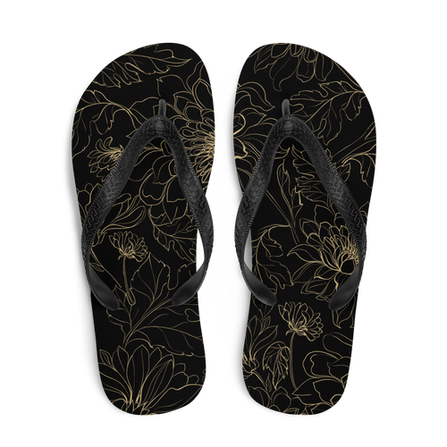 Golden Floral Flip-Flops by Design Express