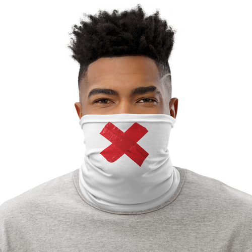 Default Title Crossed Red Duct Tape on White Neck Gaiter by Design Express