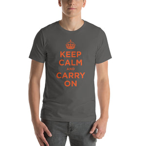 Asphalt / S Keep Calm and Carry On (Orange) Short-Sleeve Unisex T-Shirt by Design Express