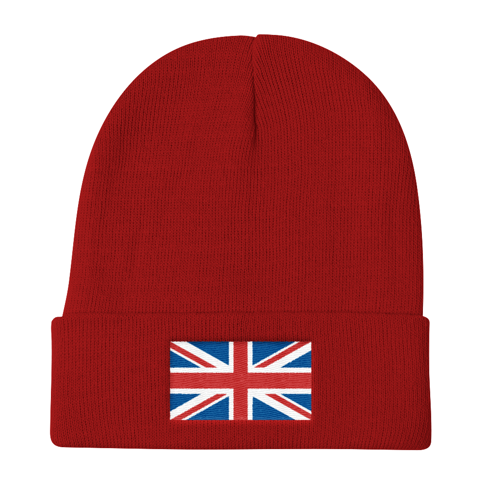 United Kingdom Flag Hats Men's Winter Hand Knit Knitted Red White