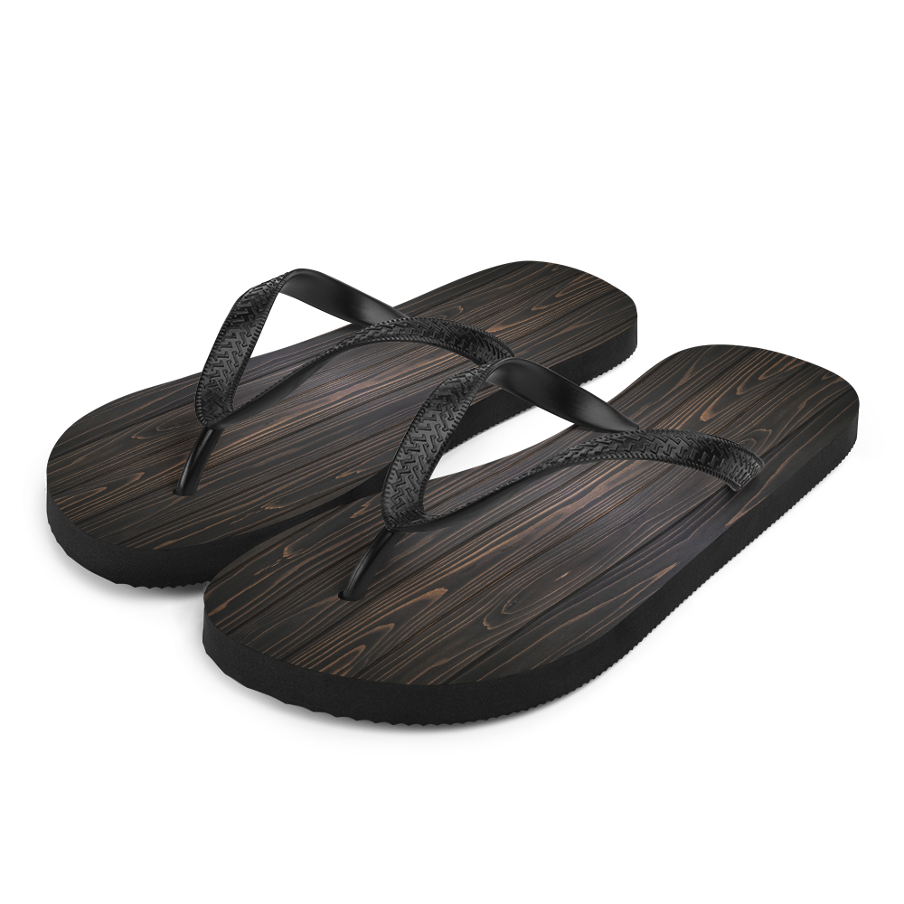 S Black Wood Flip-Flops by Design Express