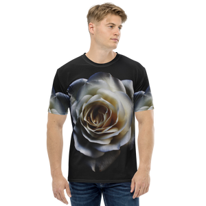 XS White Rose on Black Men's T-shirt by Design Express