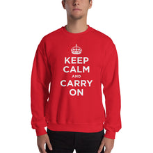 Red / S Keep Calm and Carry On (White) Unisex Sweatshirt by Design Express