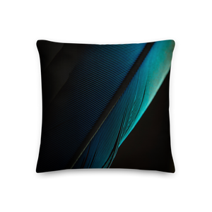 18×18 Blue Black Feathers Square Premium Pillow by Design Express
