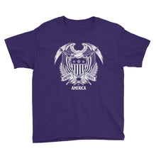 Purple / XS United States Of America Eagle Illustration Reverse Youth Short Sleeve T-Shirt by Design Express