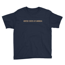 Navy / XS United States Of America Eagle Illustration Reverse Gold Backside Youth Short Sleeve T-Shirt by Design Express