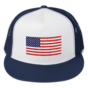 Navy/ White/ Navy United States Flag "Solo" Trucker Cap by Design Express