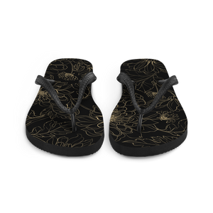 Golden Floral Flip-Flops by Design Express