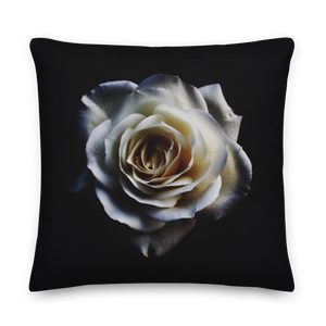 White Rose on Black Premium Pillow by Design Express