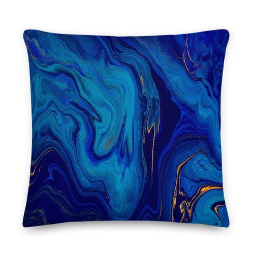 22×22 Blue Marble Square Premium Pillow by Design Express