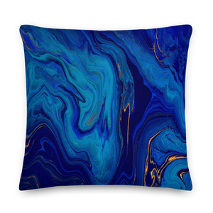 22×22 Blue Marble Square Premium Pillow by Design Express