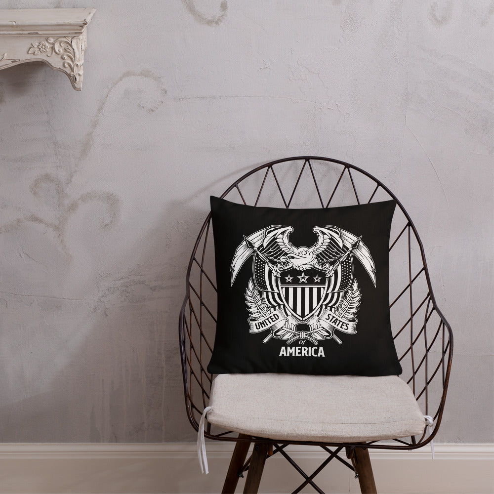 Default Title United States Of America Eagle Illustration Reverse Premium Pillow by Design Express
