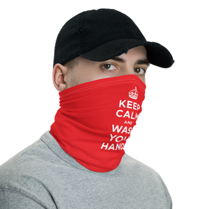 Red Keep Calm and Wash Your Hands Neck Gaiter Masks by Design Express
