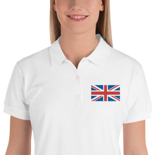 White / S United Kingdom Flag "Solo" Embroidered Women's Polo Shirt by Design Express