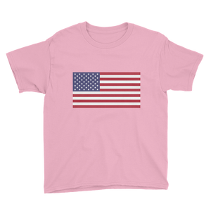 CharityPink / XS United States Flag "Solo" Youth Short Sleeve T-Shirt by Design Express
